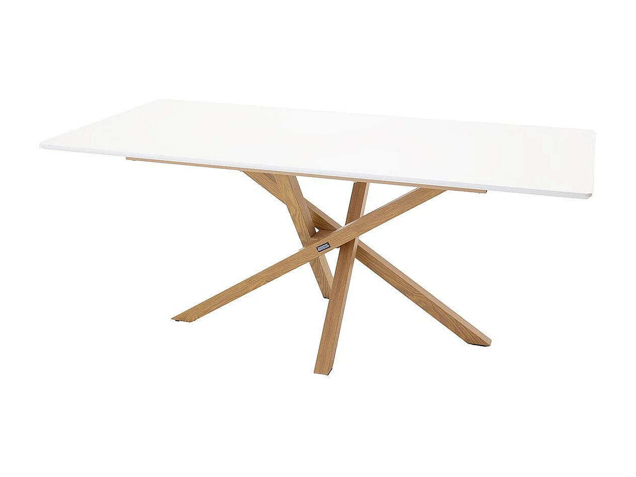 Table à Manger "Piazza" 180cm Blanc & Naturel