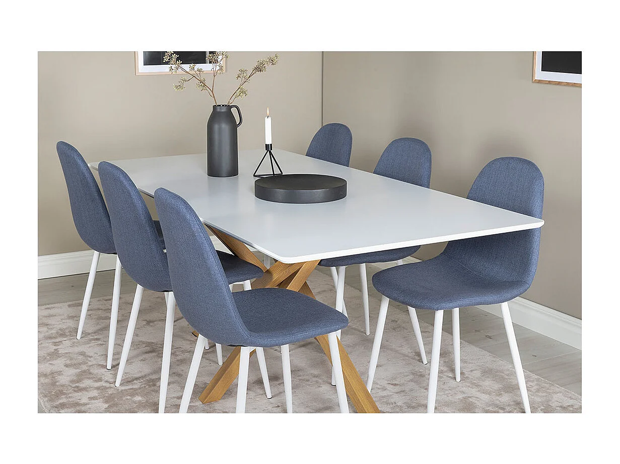 Piazza table de salle à manger 90x180 cm blanc.