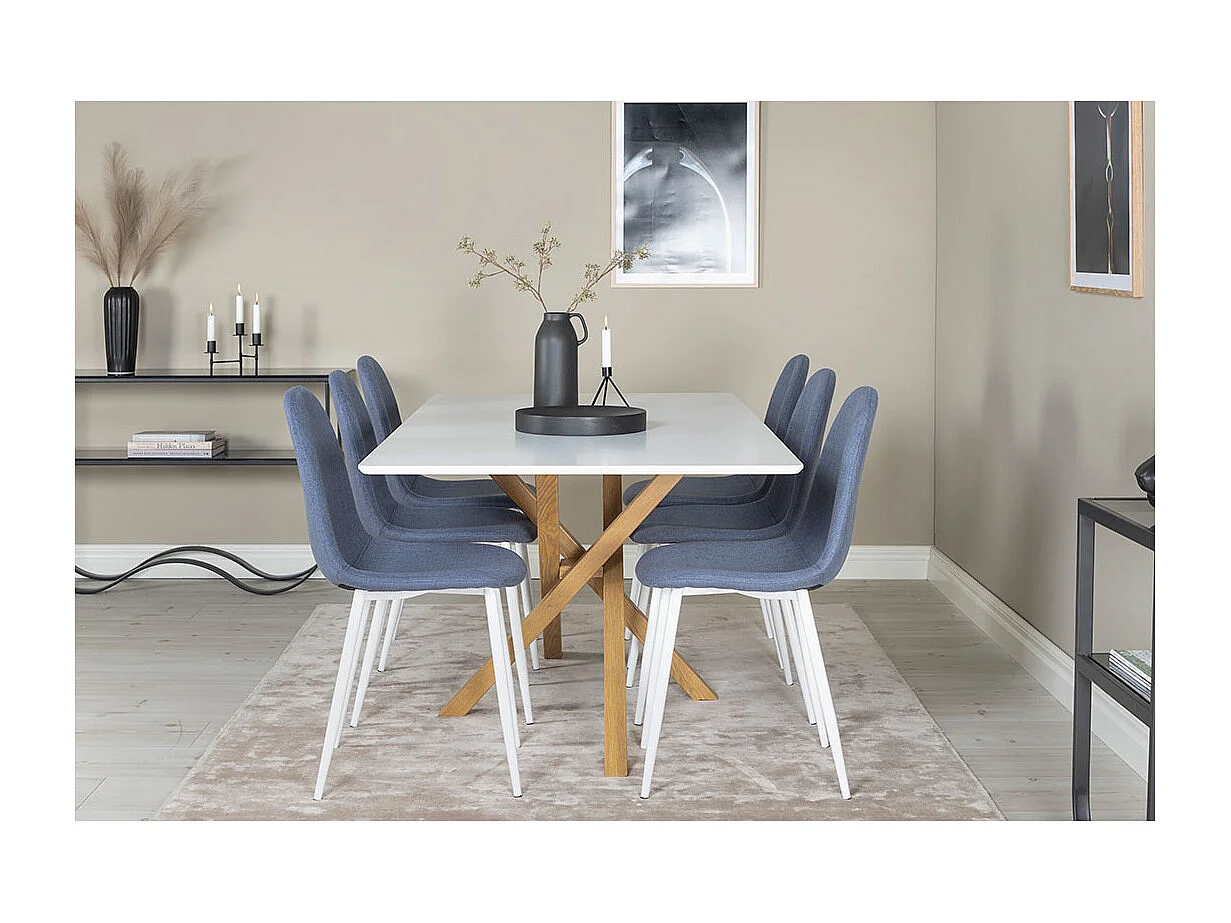 Piazza table de salle à manger 90x180 cm blanc.