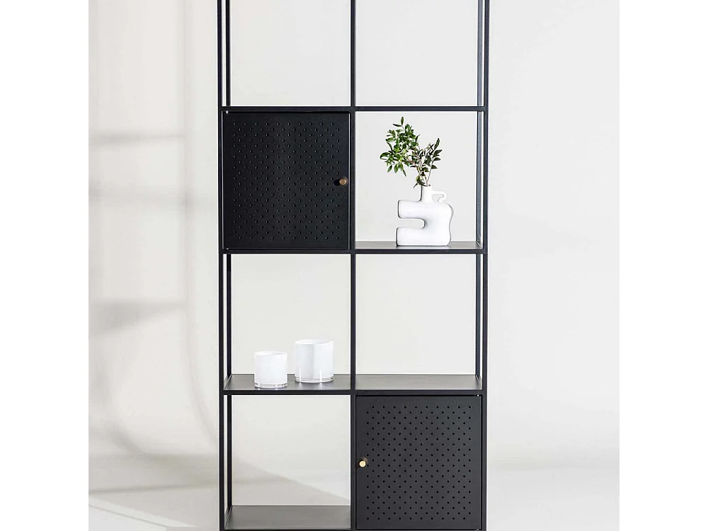 PortoSeguro wandkast 2 deuren, 4 planken zwart.