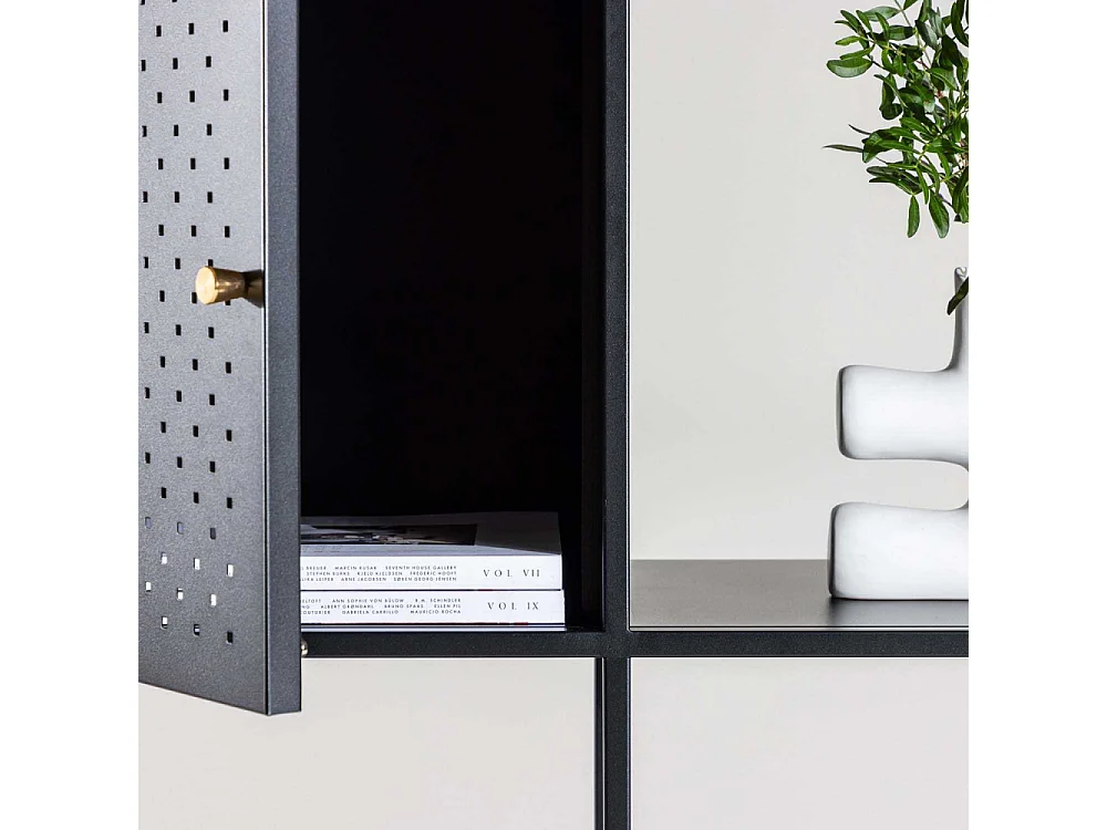 PortoSeguro wandkast 2 deuren, 4 planken zwart.