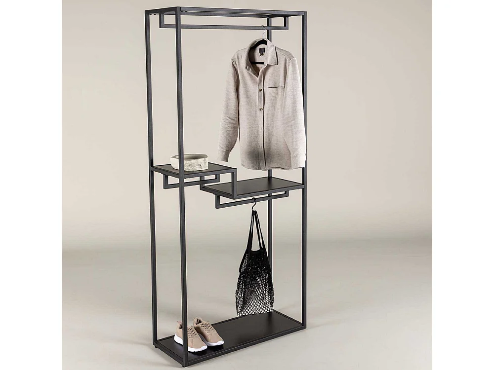 Portant à Vêtements en Métal "Staal" 188cm Noir