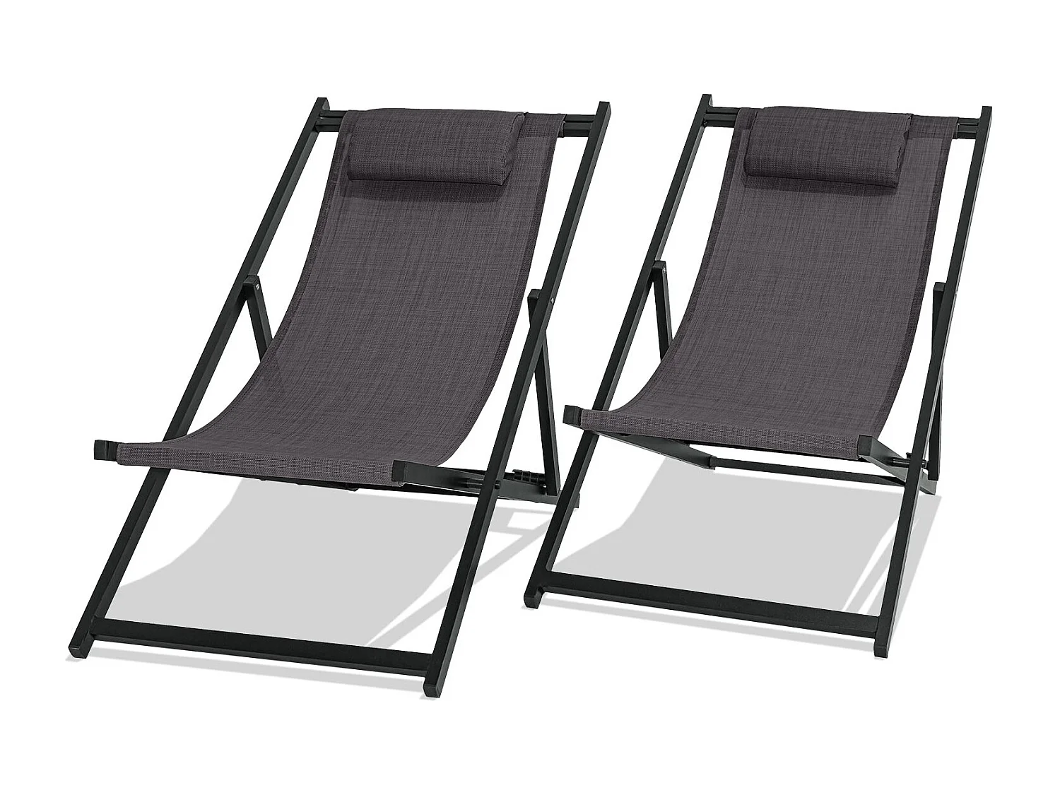 Mezzaluna - Set di 2 sdraio in alluminio e textilene, grigio antracite