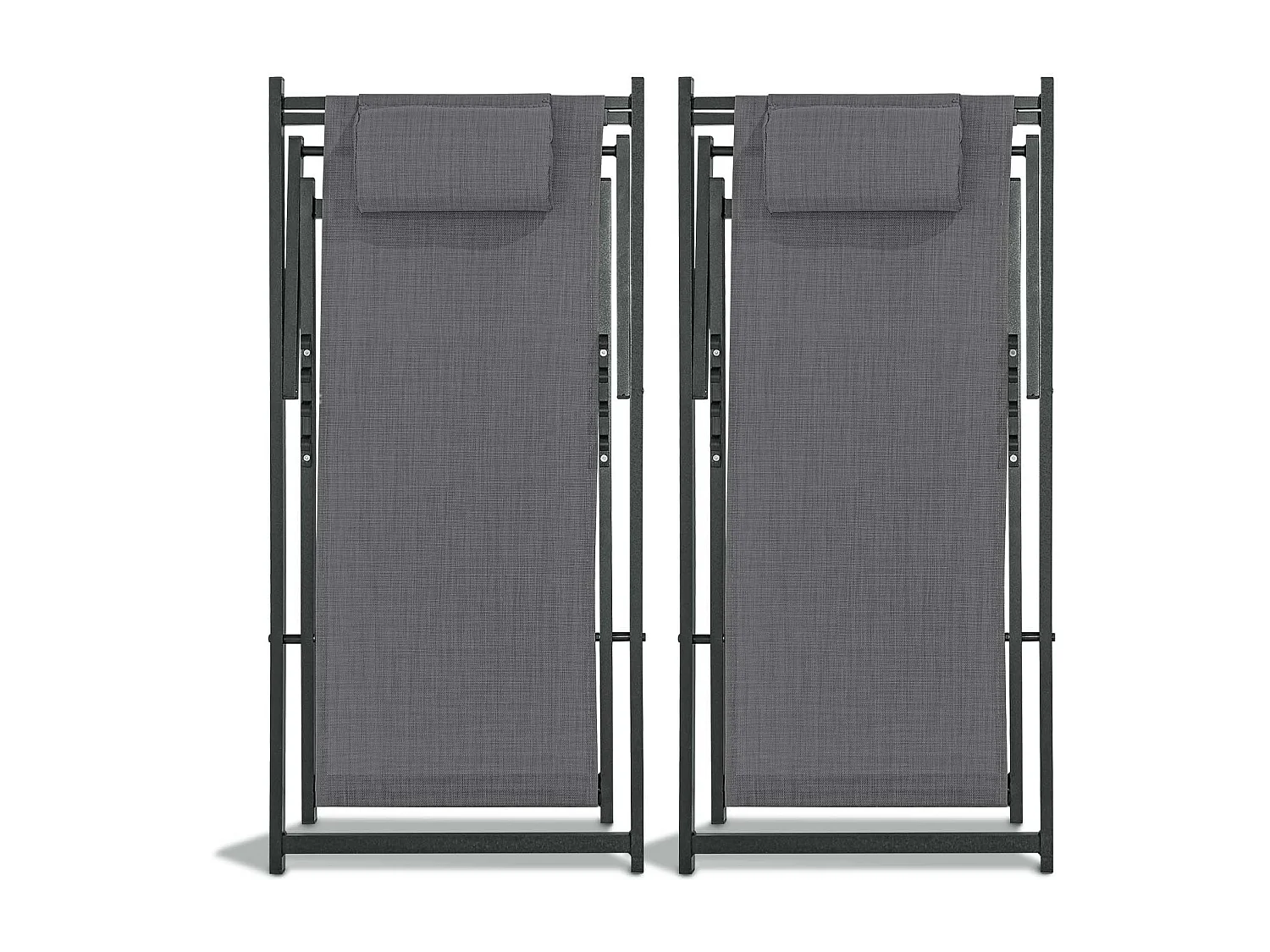 Mezzaluna - Set di 2 sdraio in alluminio e textilene, grigio antracite