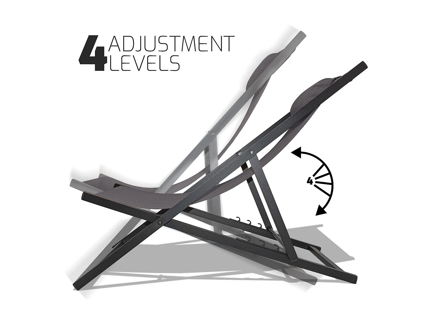 Mezzaluna - Set di 2 sdraio in alluminio e textilene, grigio antracite