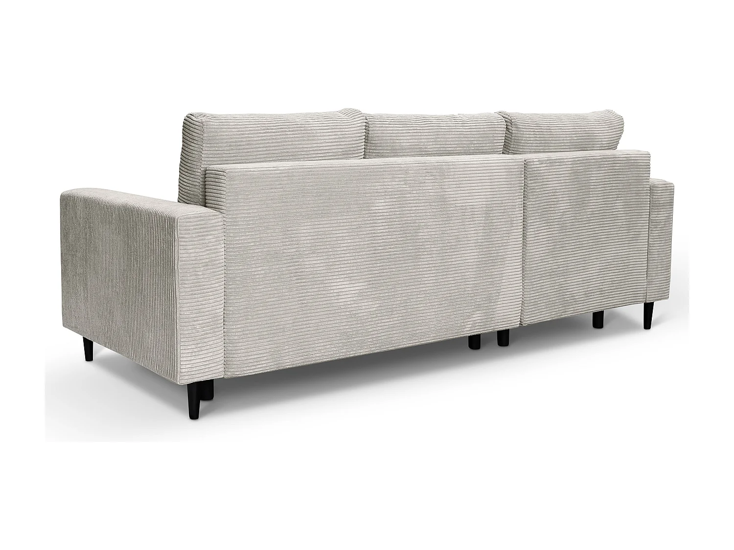 Hoekbank - met L-vormige slaapfunctie - lichtgrijs corduroy - linkerzijde - NALIKA