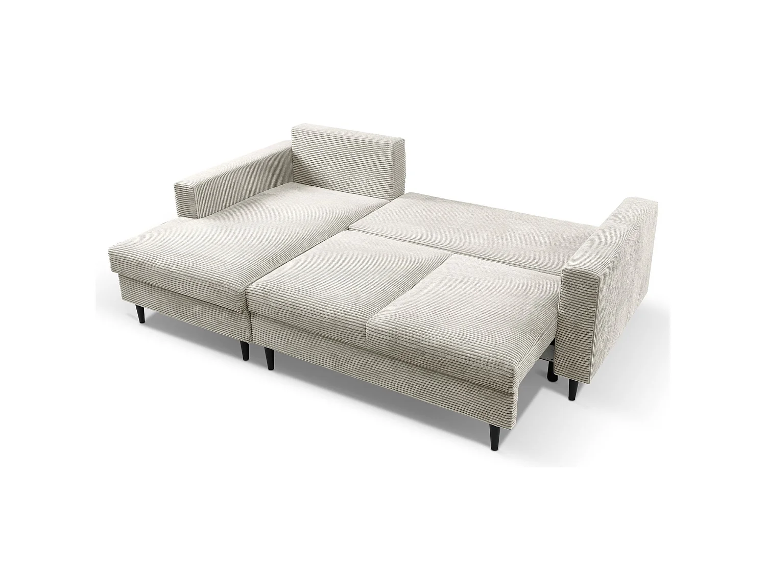 Ecksofa mit Schlaffunktion - Cord-Bezug - hellbeige - linksseitig - NALIKA
