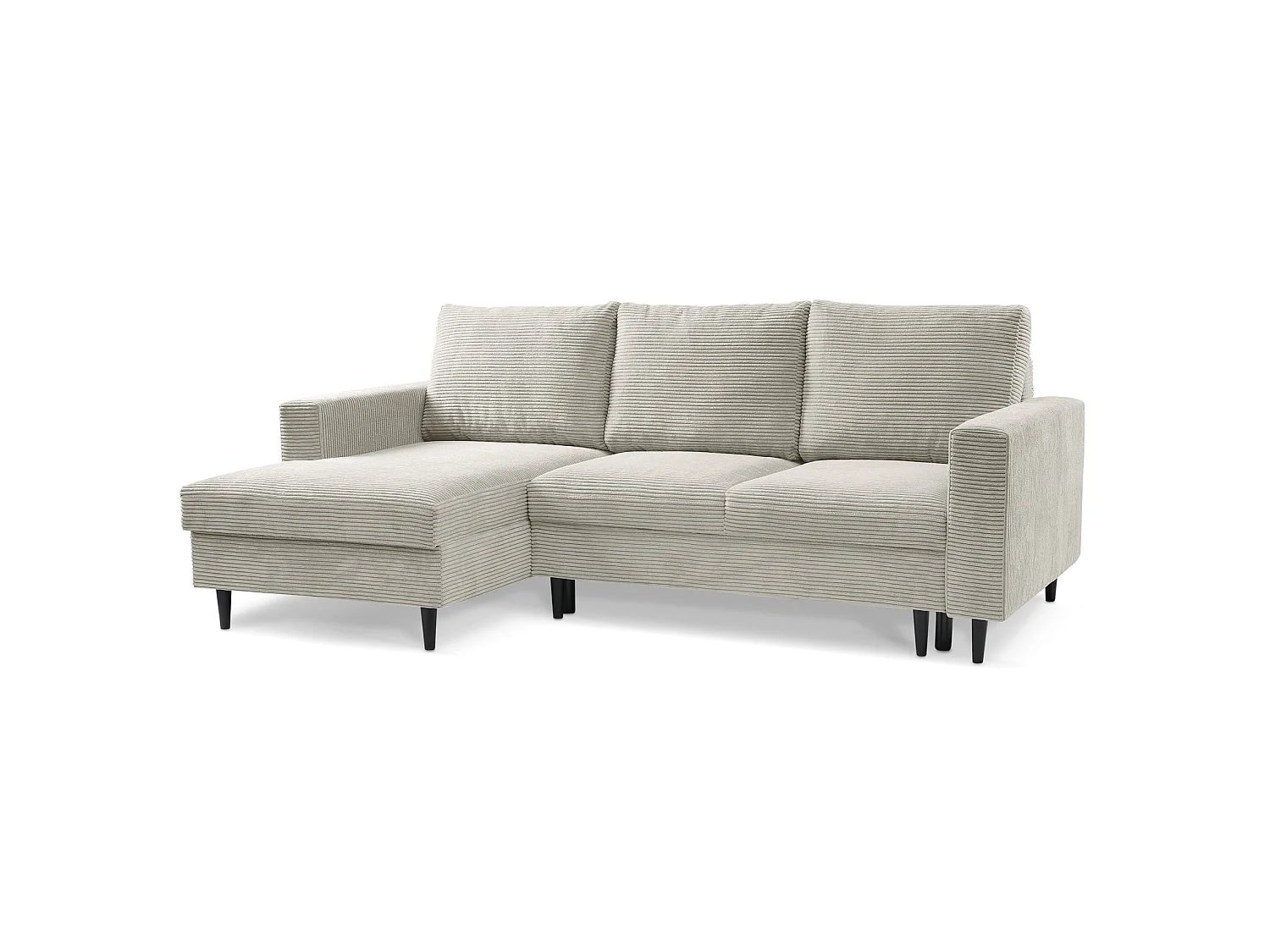 Ecksofa mit Schlaffunktion - Cord-Bezug - hellbeige - linksseitig - NALIKA