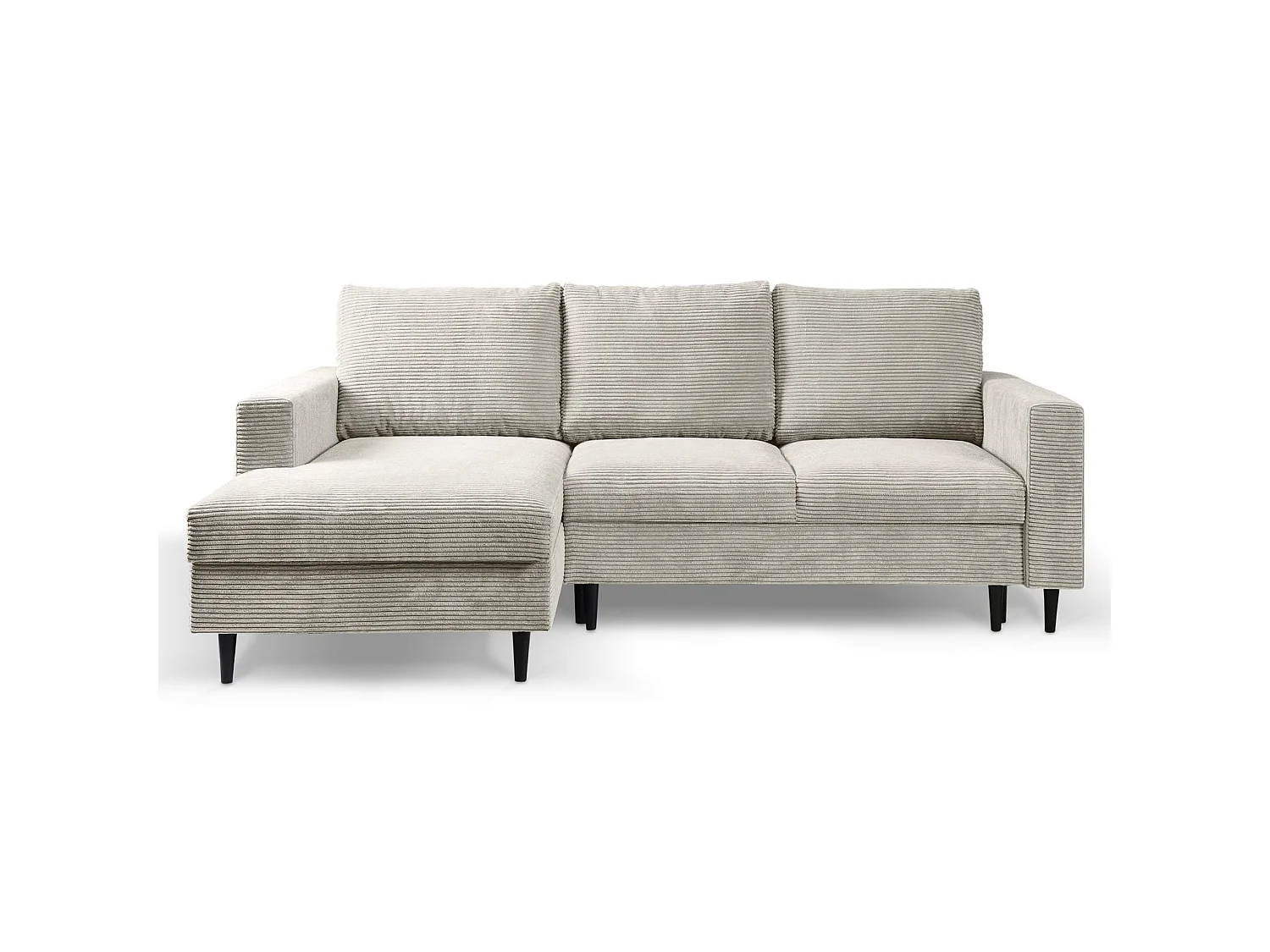 Ecksofa mit Schlaffunktion - Cord-Bezug - hellbeige - linksseitig - NALIKA