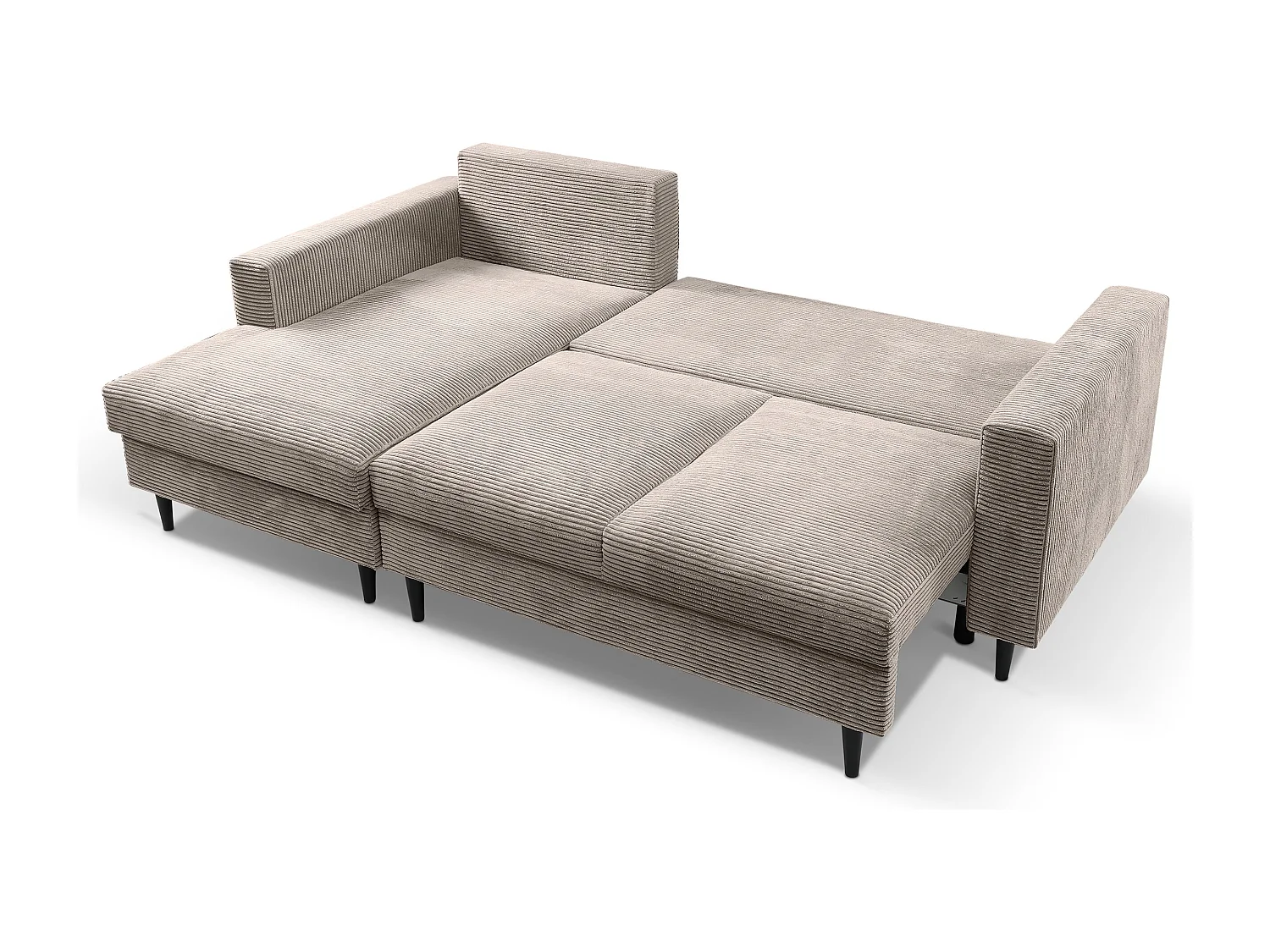 Hoekbank - met L-vormige slaapfunctie - beige corduroy - linkerzijde - NALIKA