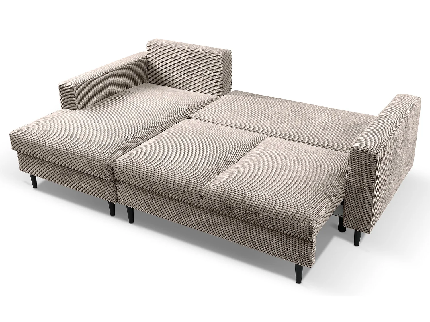Ecksofa mit Schlaffunktion - Cord-Bezug - beige - linksseitig - NALIKA