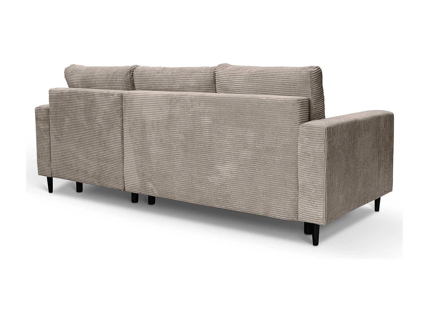 Canapé d'angle - avec fonction couchage en L - velours côtelé couleur beige - côté droit - NALIKA