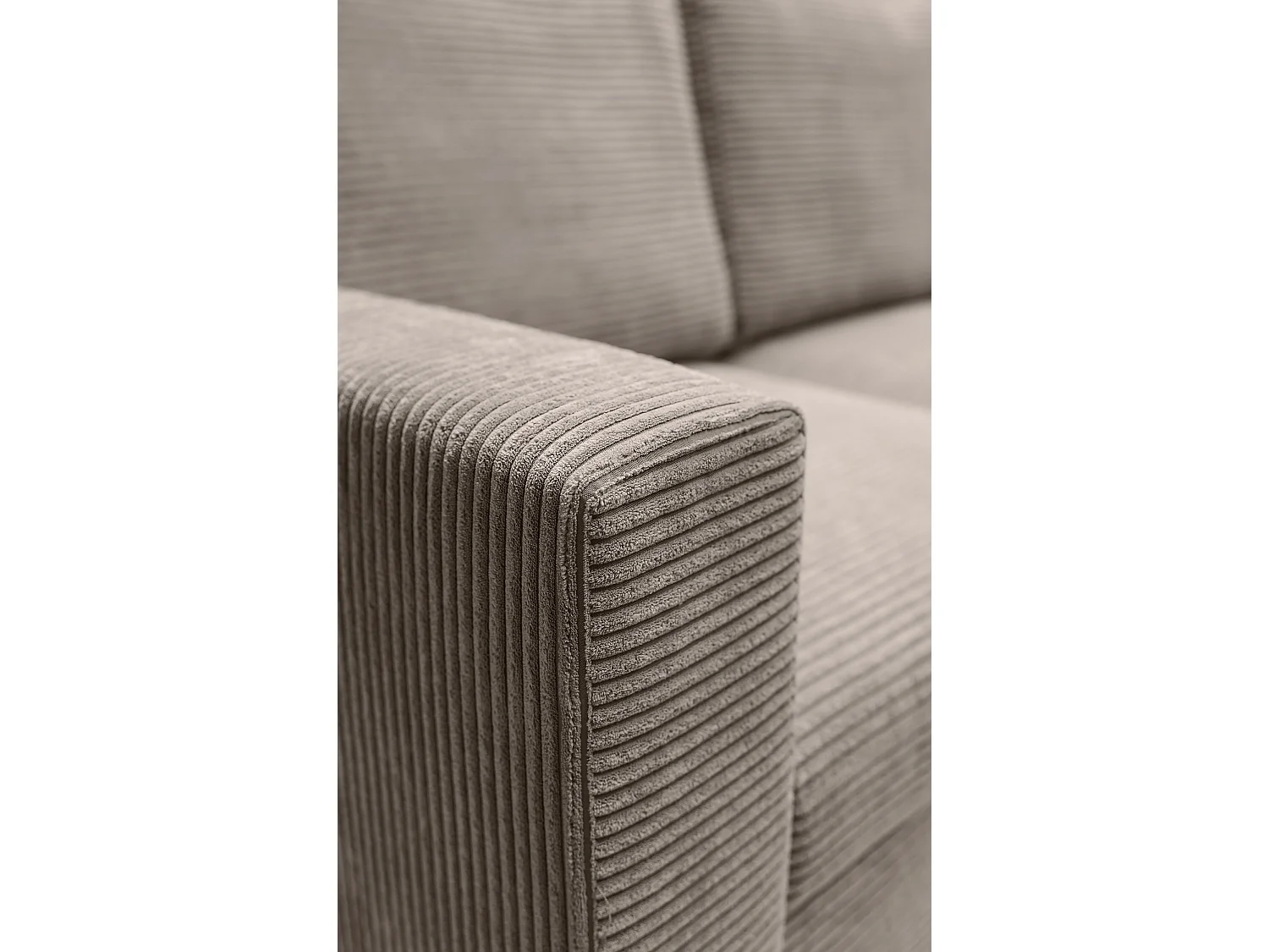 Canapé d'angle - avec fonction couchage en L - velours côtelé couleur beige - côté droit - NALIKA