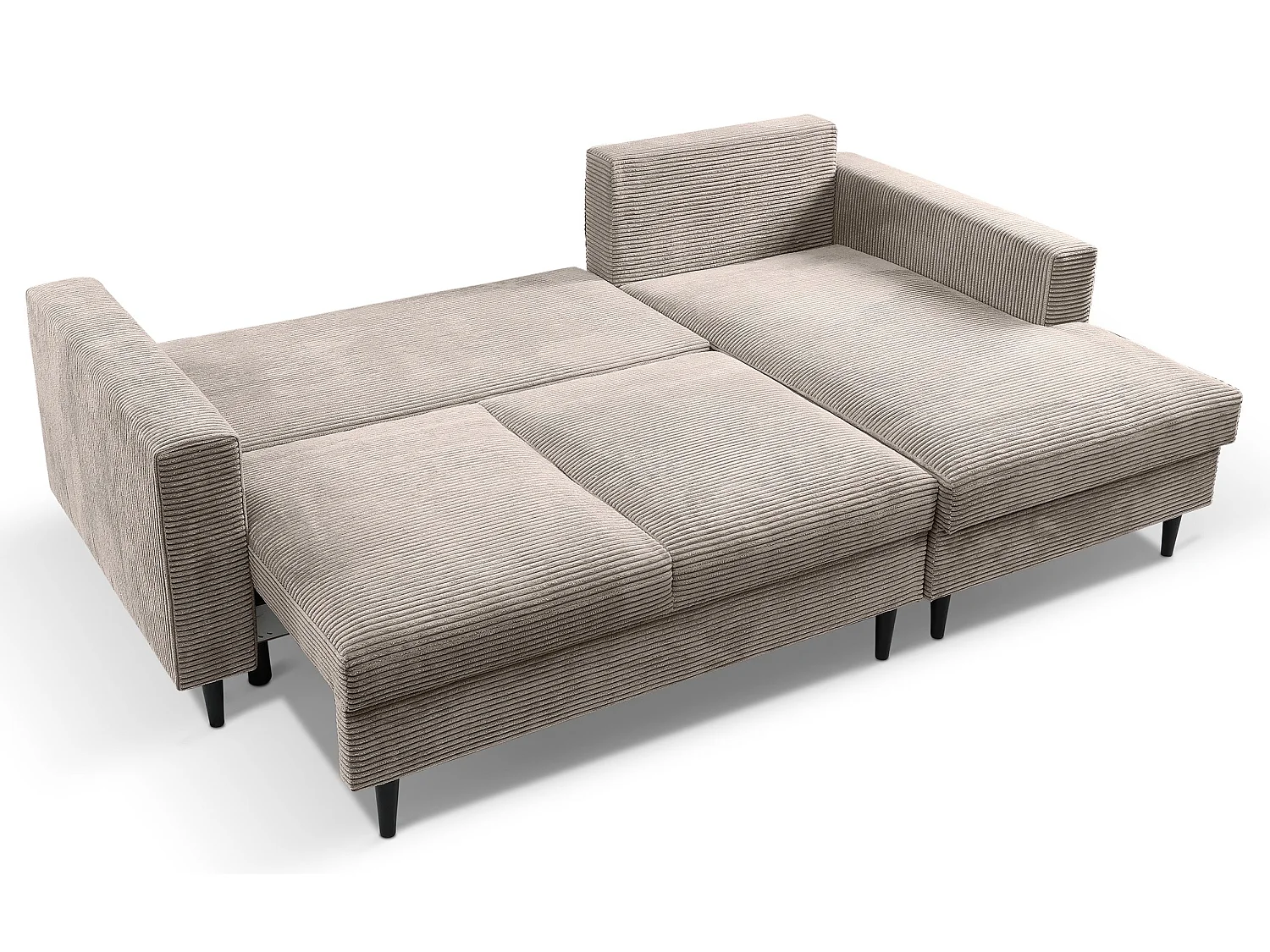 Ecksofa mit Schlaffunktion - Cord-Bezug - beige - rechtsseitig - NALIKA