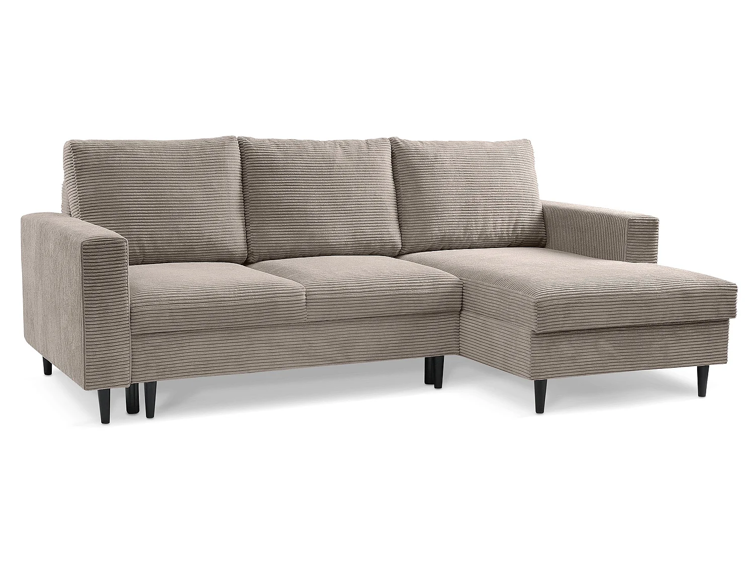 Ecksofa mit Schlaffunktion - Cord-Bezug - beige - rechtsseitig - NALIKA