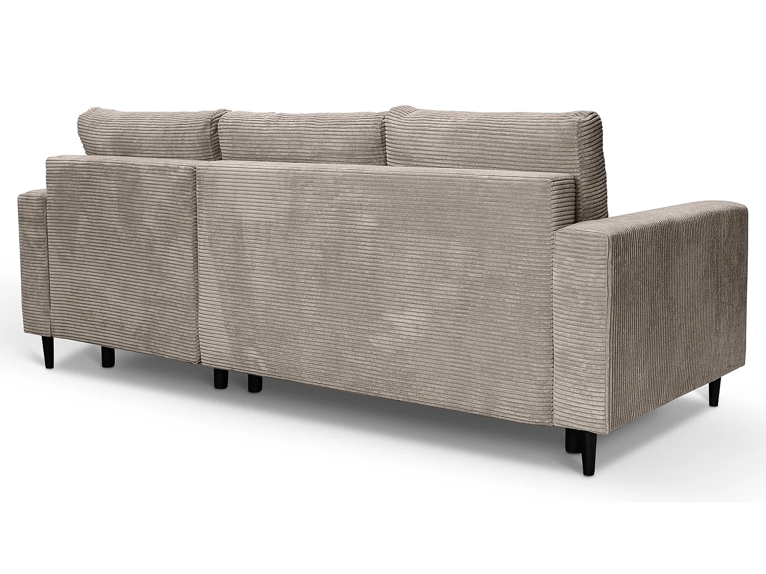 Ecksofa mit Schlaffunktion - Cord-Bezug - beige - rechtsseitig - NALIKA