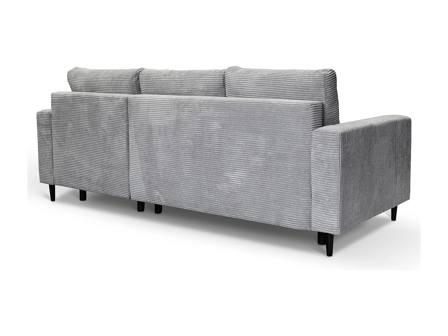 Hoekbank - met L-vormige slaapfunctie - grijs corduroy - rechterkant - NALIKA