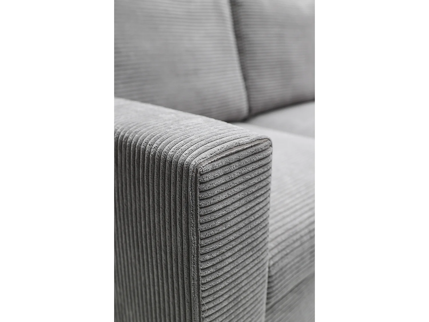 Hoekbank - met L-vormige slaapfunctie - grijs corduroy - rechterkant - NALIKA
