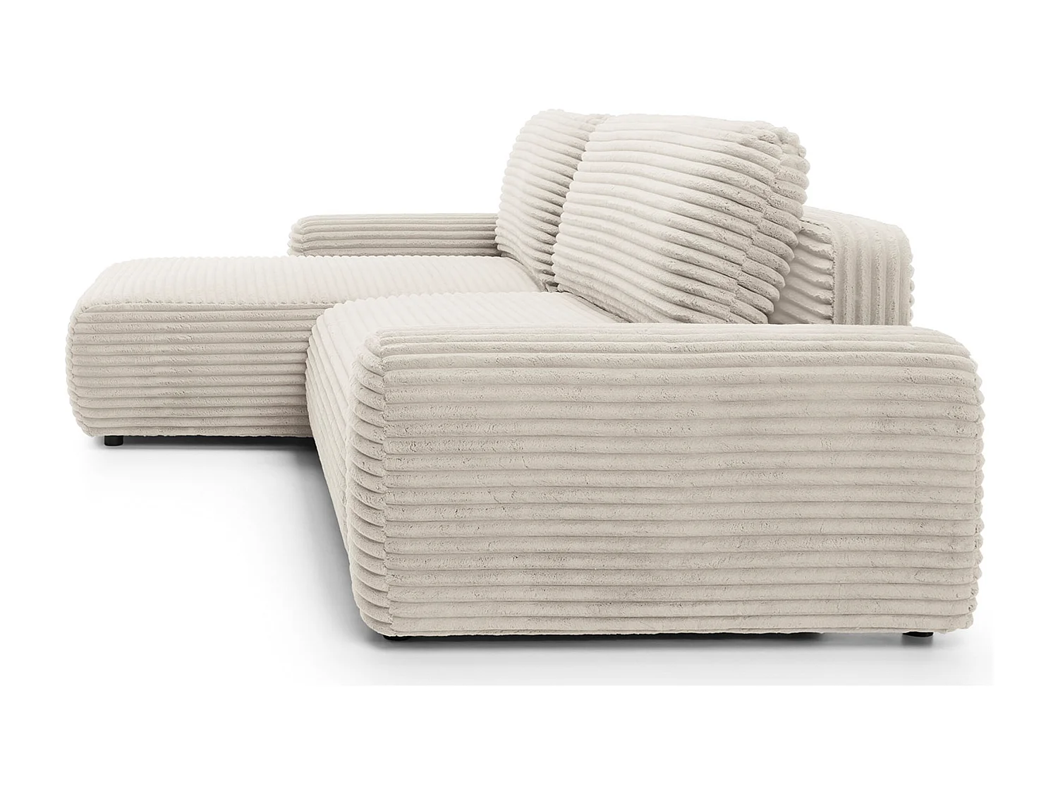 Ecksofa mit Schlaffunktion - Breitcord-Bezug - creme - linksseitig - ALFERIA