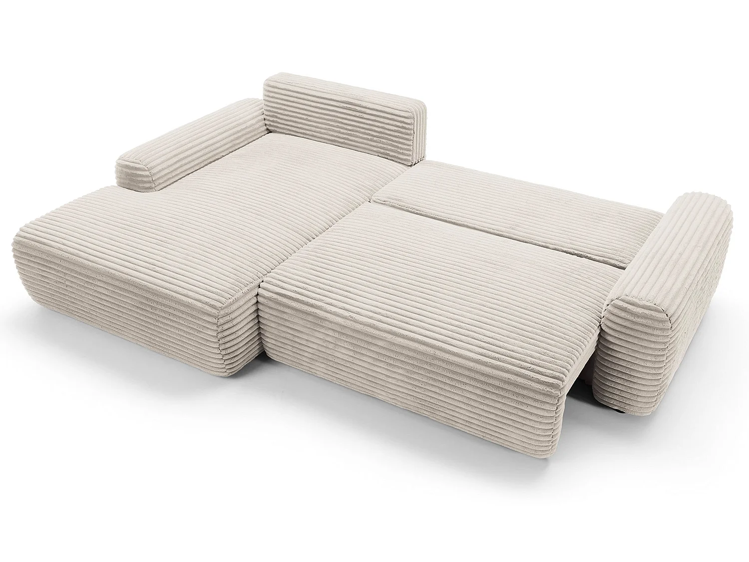 Ecksofa mit Schlaffunktion - Breitcord-Bezug - creme - linksseitig - ALFERIA