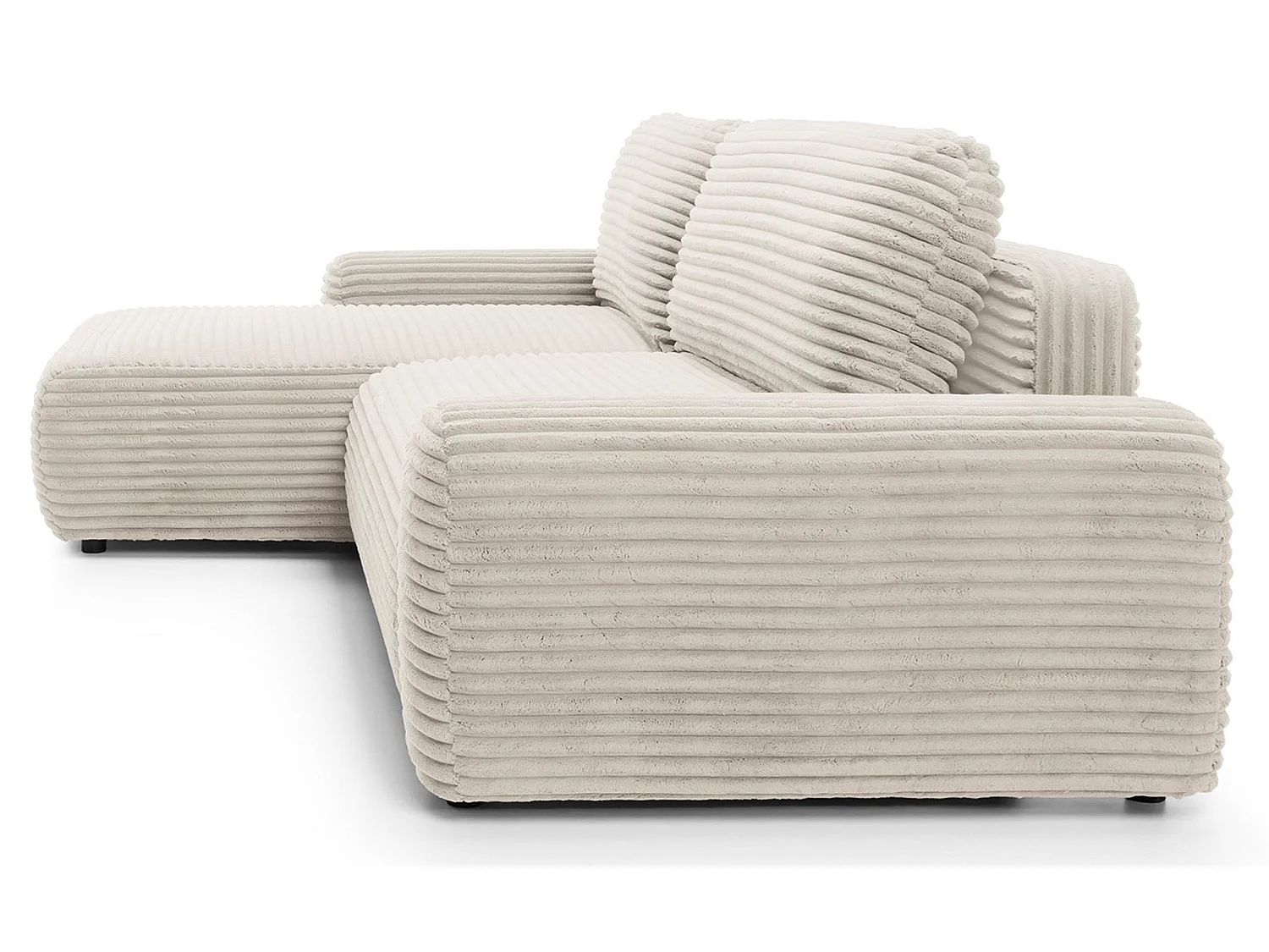 Ecksofa mit Schlaffunktion - Breitcord-Bezug - creme - linksseitig - ALFERIA