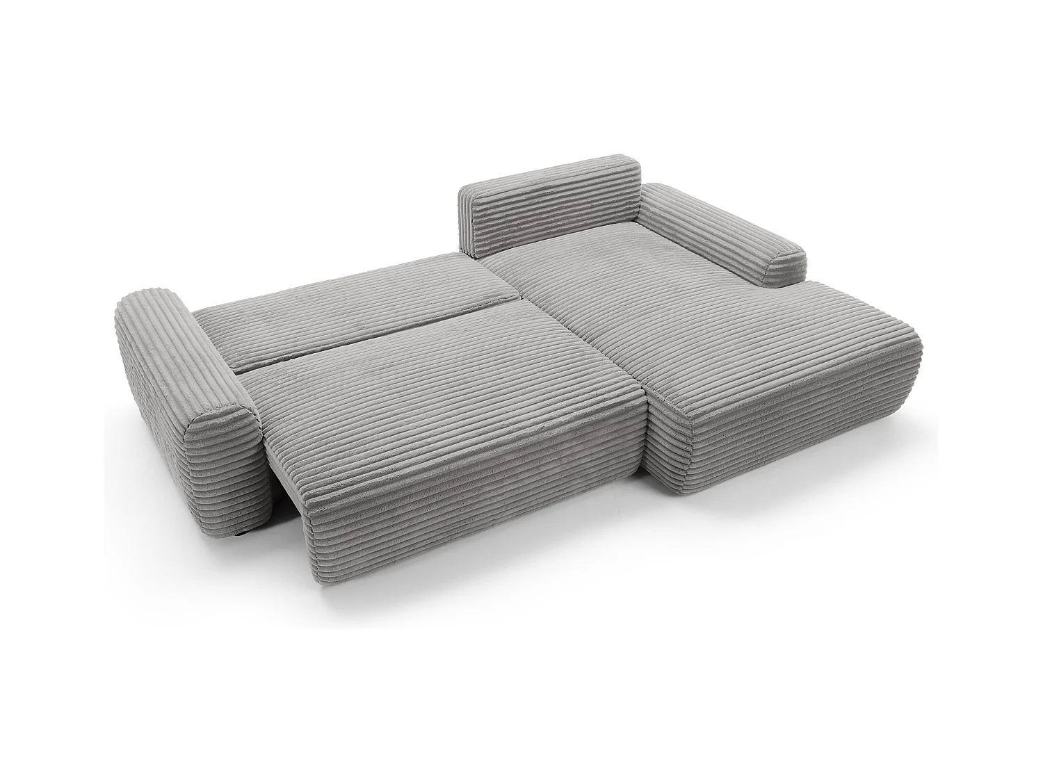 Ecksofa mit Schlaffunktion - Breitcord-Bezug - greige - rechtsseitig - ALFERIA