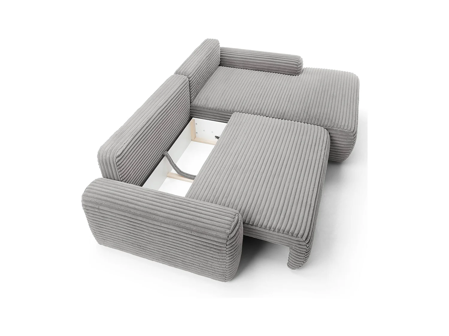 Ecksofa mit Schlaffunktion - Breitcord-Bezug - greige - rechtsseitig - ALFERIA