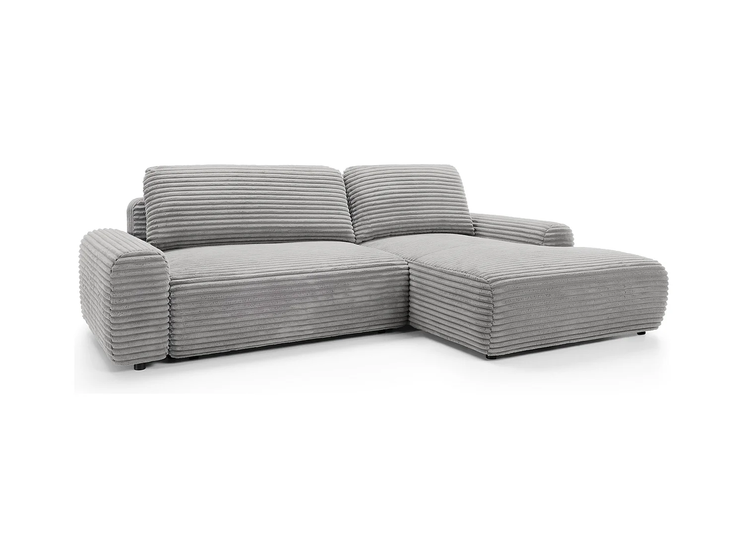 Ecksofa mit Schlaffunktion - Breitcord-Bezug - greige - rechtsseitig - ALFERIA