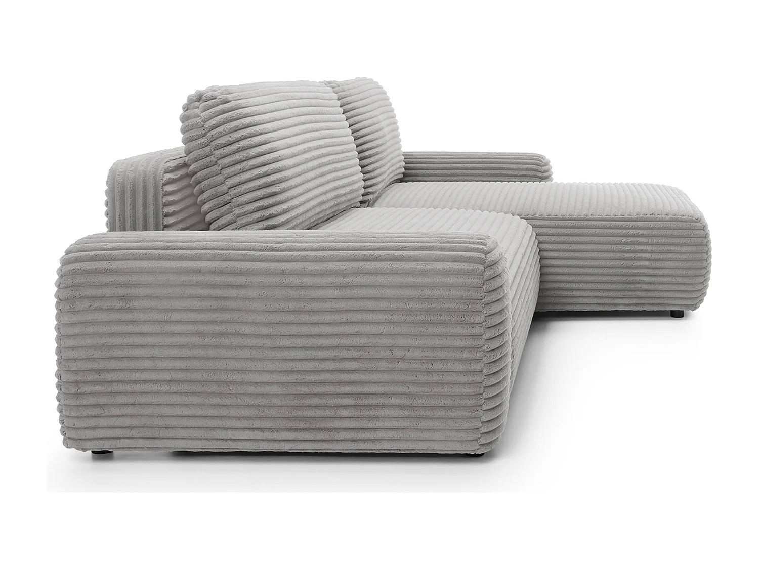 Ecksofa mit Schlaffunktion - Breitcord-Bezug - greige - rechtsseitig - ALFERIA