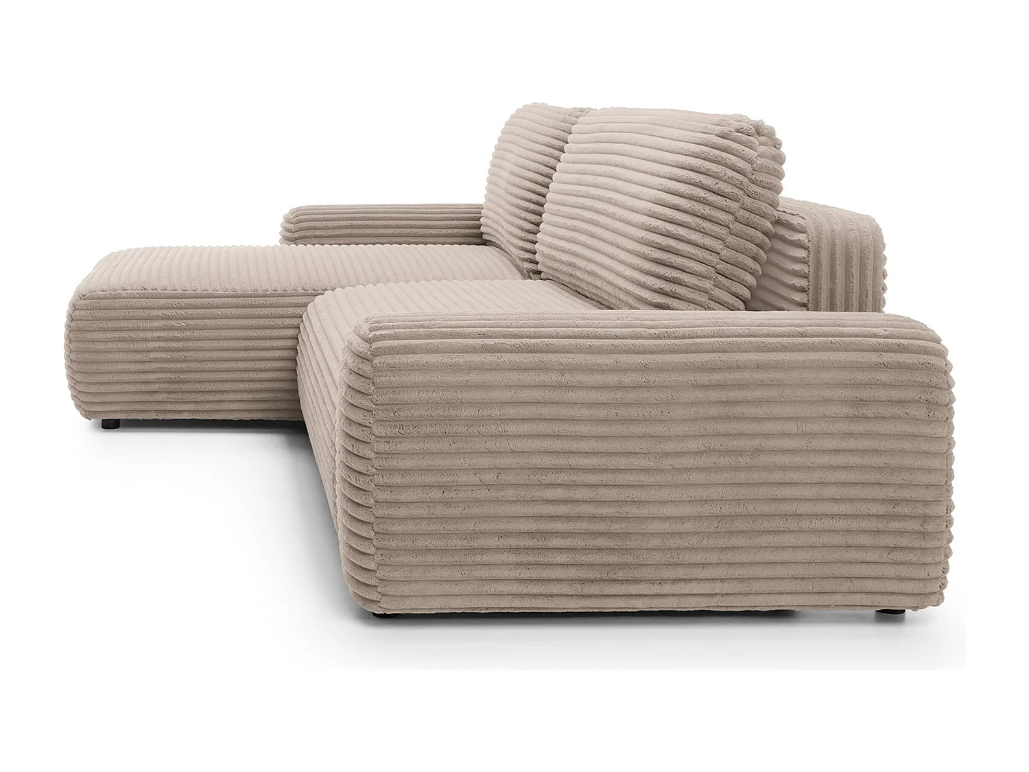 Canapé d'angle en forme de L avec fonction de couchage - velours côtelé - beige - côté gauche - ALFERIA