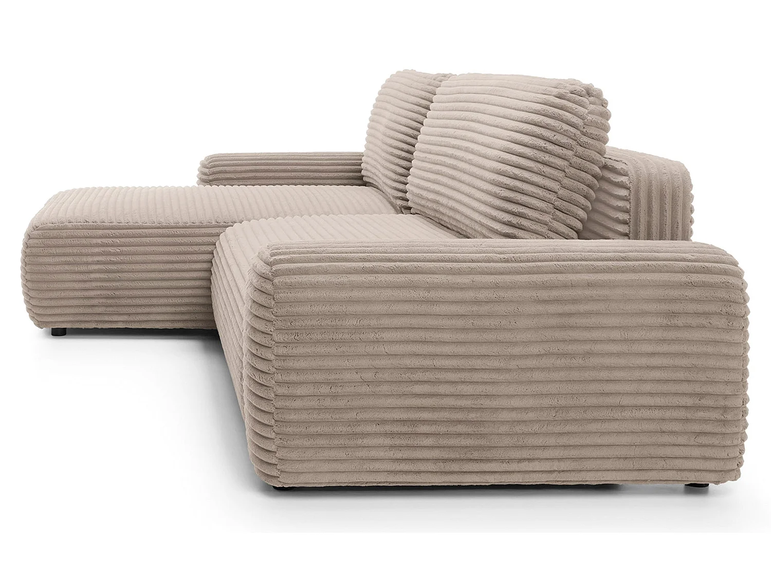 Canapé d'angle en forme de L avec fonction de couchage - velours côtelé - beige - côté gauche - ALFERIA