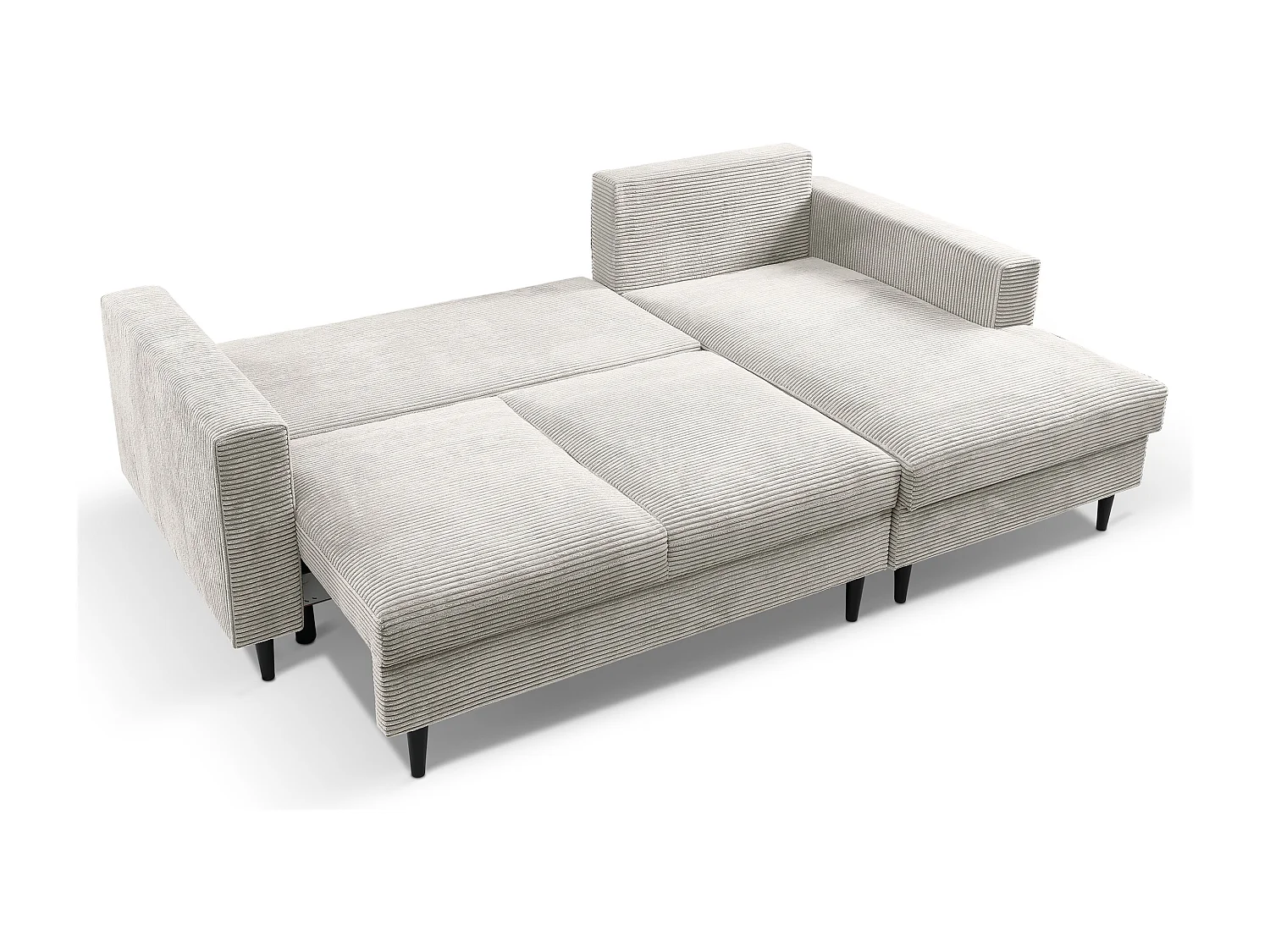 Hoekbank - met L-vormige slaapfunctie - lichtgrijs corduroy - rechterkant - NALIKA