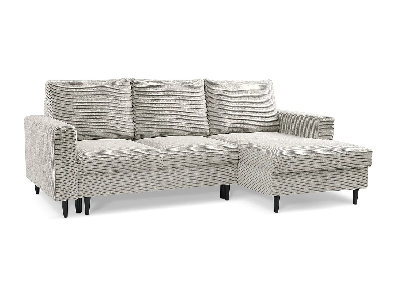 Hoekbank - met L-vormige slaapfunctie - lichtgrijs corduroy - rechterkant - NALIKA