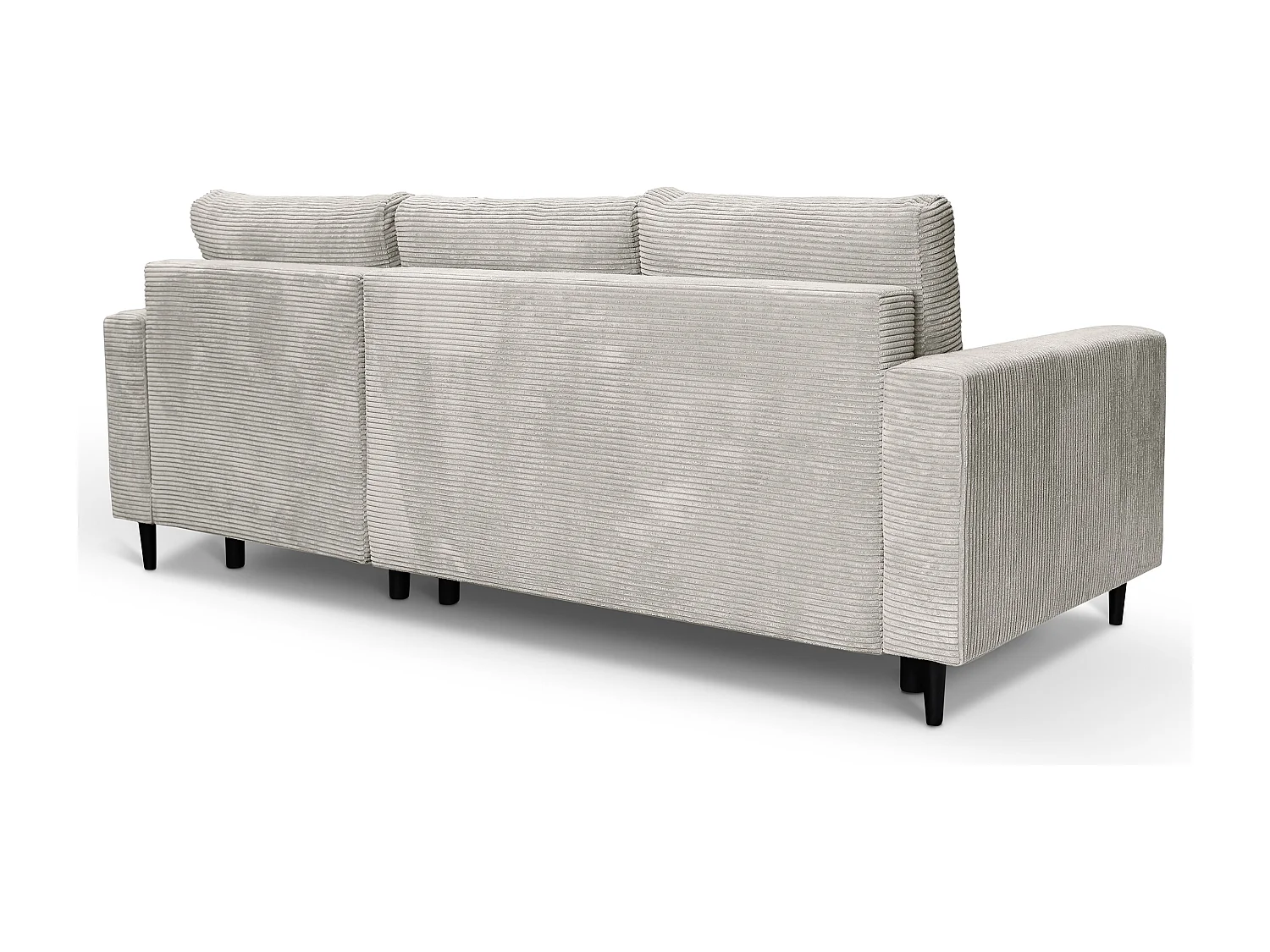 Hoekbank - met L-vormige slaapfunctie - lichtgrijs corduroy - rechterkant - NALIKA