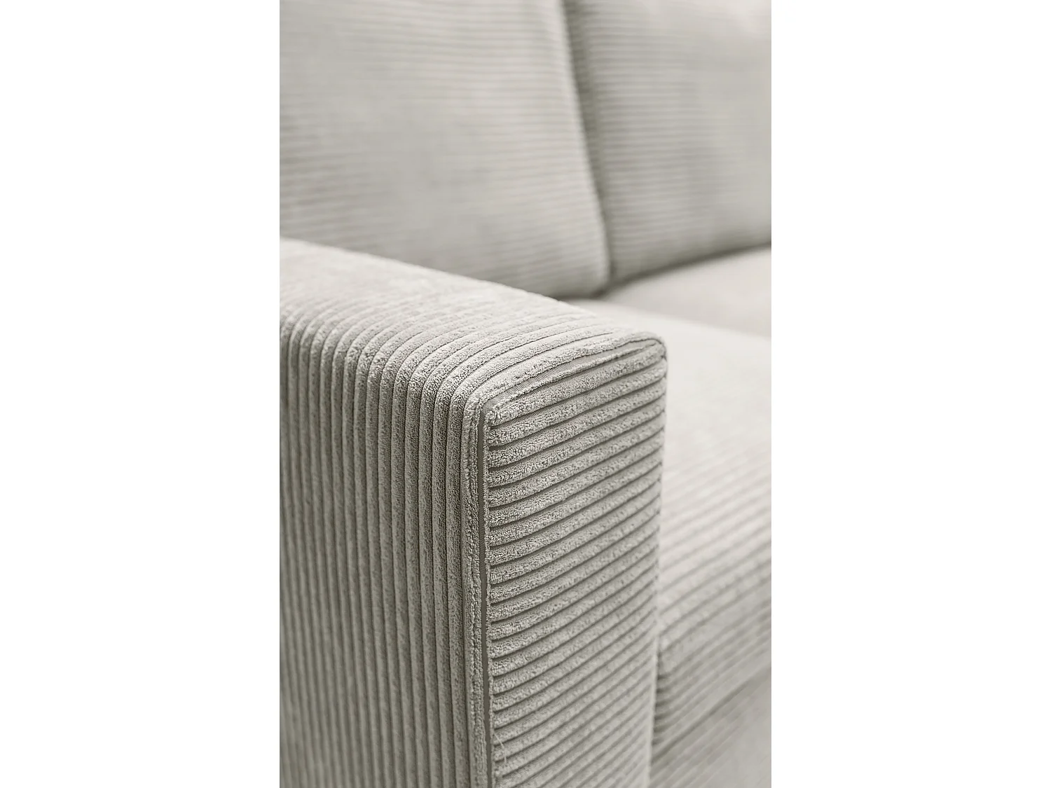 Hoekbank - met L-vormige slaapfunctie - lichtgrijs corduroy - rechterkant - NALIKA