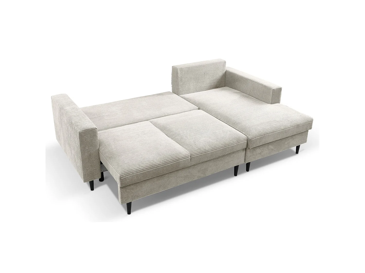Ecksofa mit Schlaffunktion - Cord-Bezug - hellbeige - rechtsseitig - NALIKA