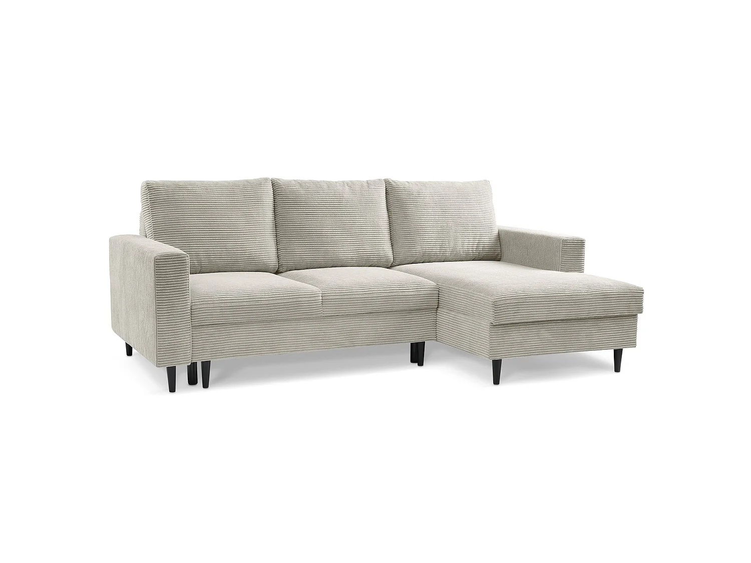 Ecksofa mit Schlaffunktion - Cord-Bezug - hellbeige - rechtsseitig - NALIKA