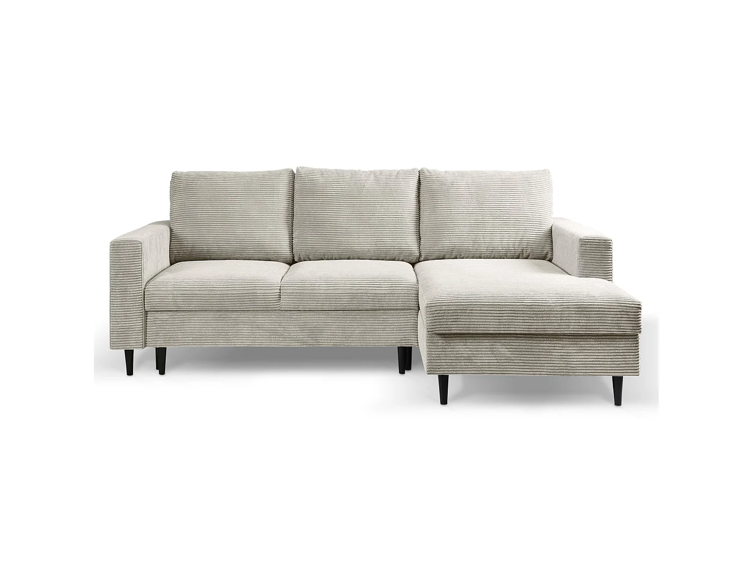 Ecksofa mit Schlaffunktion - Cord-Bezug - hellbeige - rechtsseitig - NALIKA