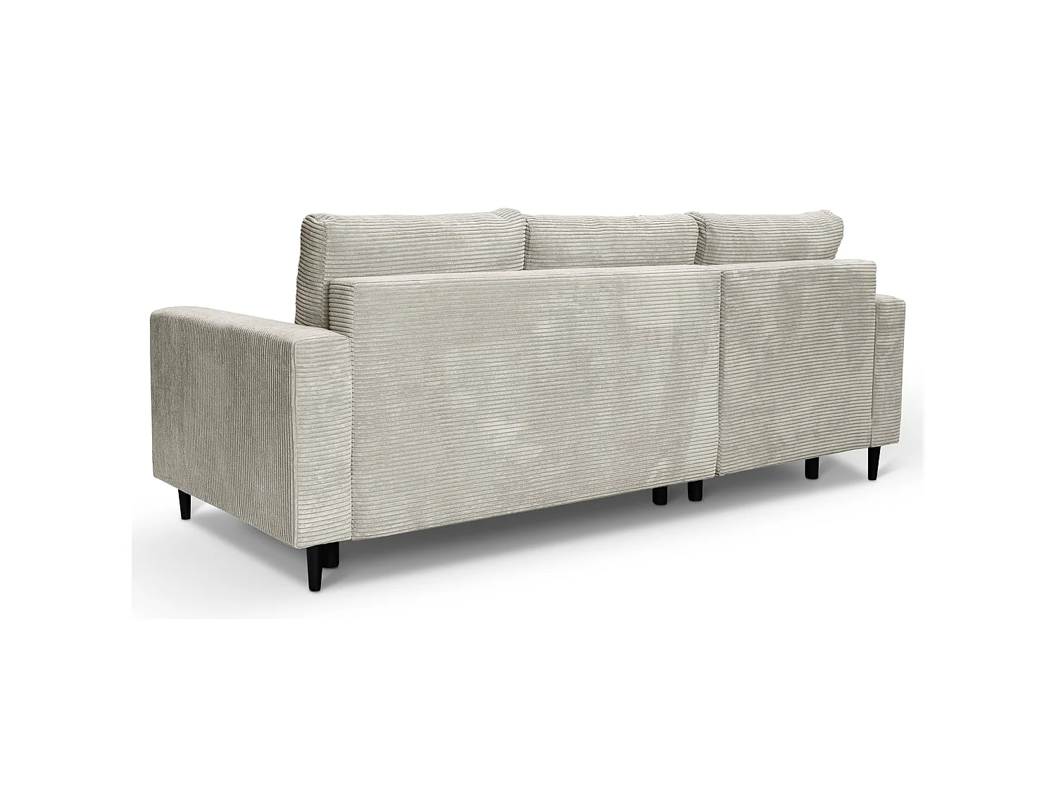 Ecksofa mit Schlaffunktion - Cord-Bezug - hellbeige - rechtsseitig - NALIKA