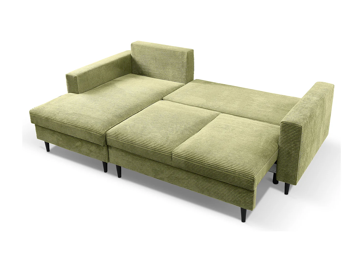 Hoekbank - met L-vormige slaapfunctie - pistachekleurig corduroy - linkerzijde - NALIKA