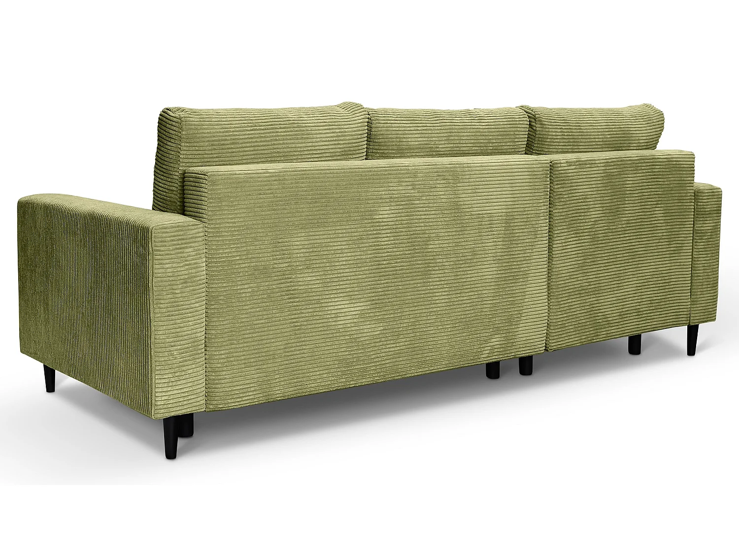 Canapé d'angle - avec fonction couchage en L - velours côtelé couleur pistache - côté gauche - NALIKA