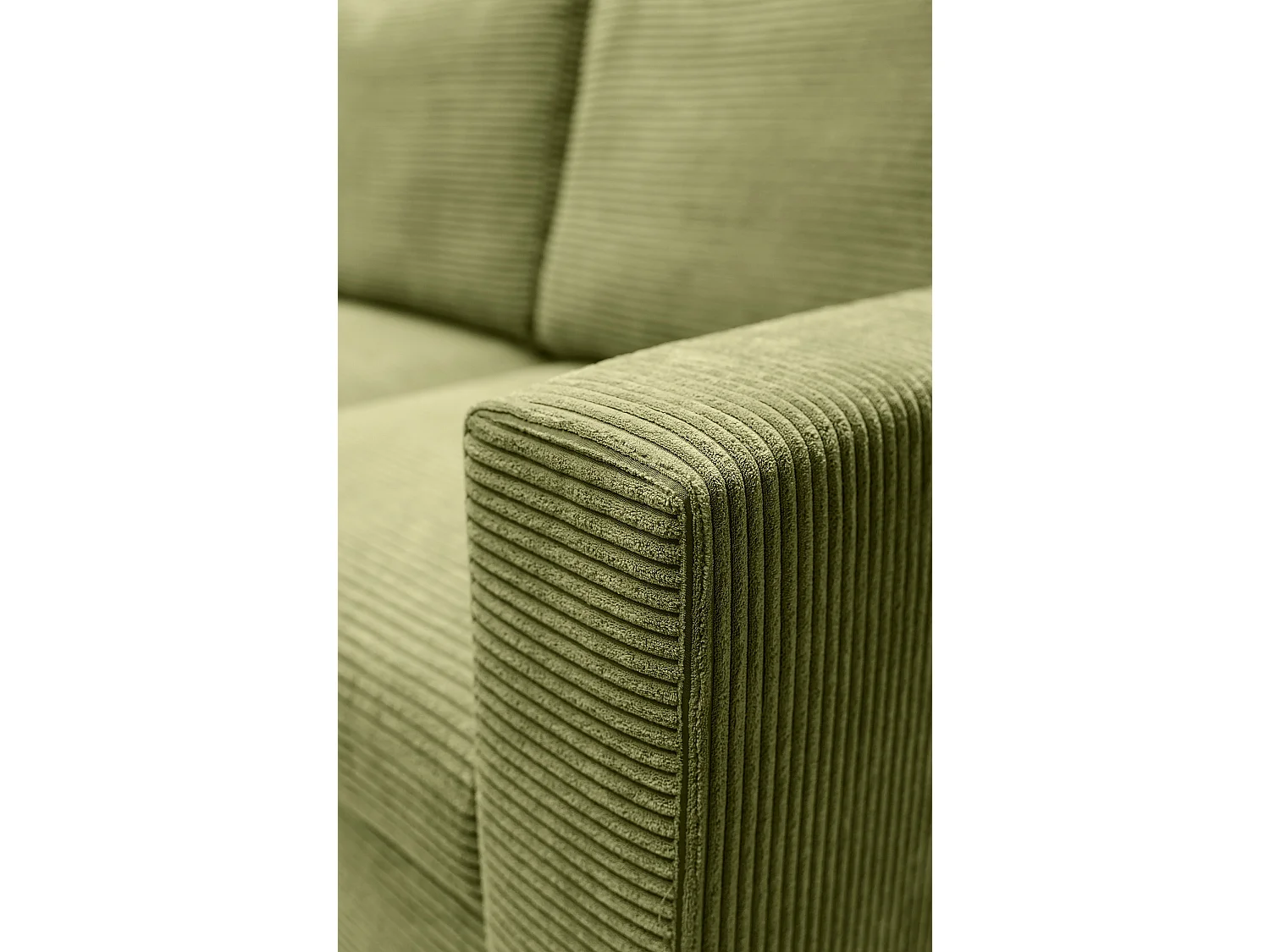 Canapé d'angle - avec fonction couchage en L - velours côtelé couleur pistache - côté gauche - NALIKA