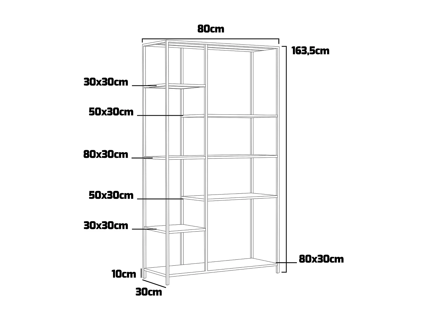 Padma - Libreria freestanding in metallo 80x30x163,5 cm