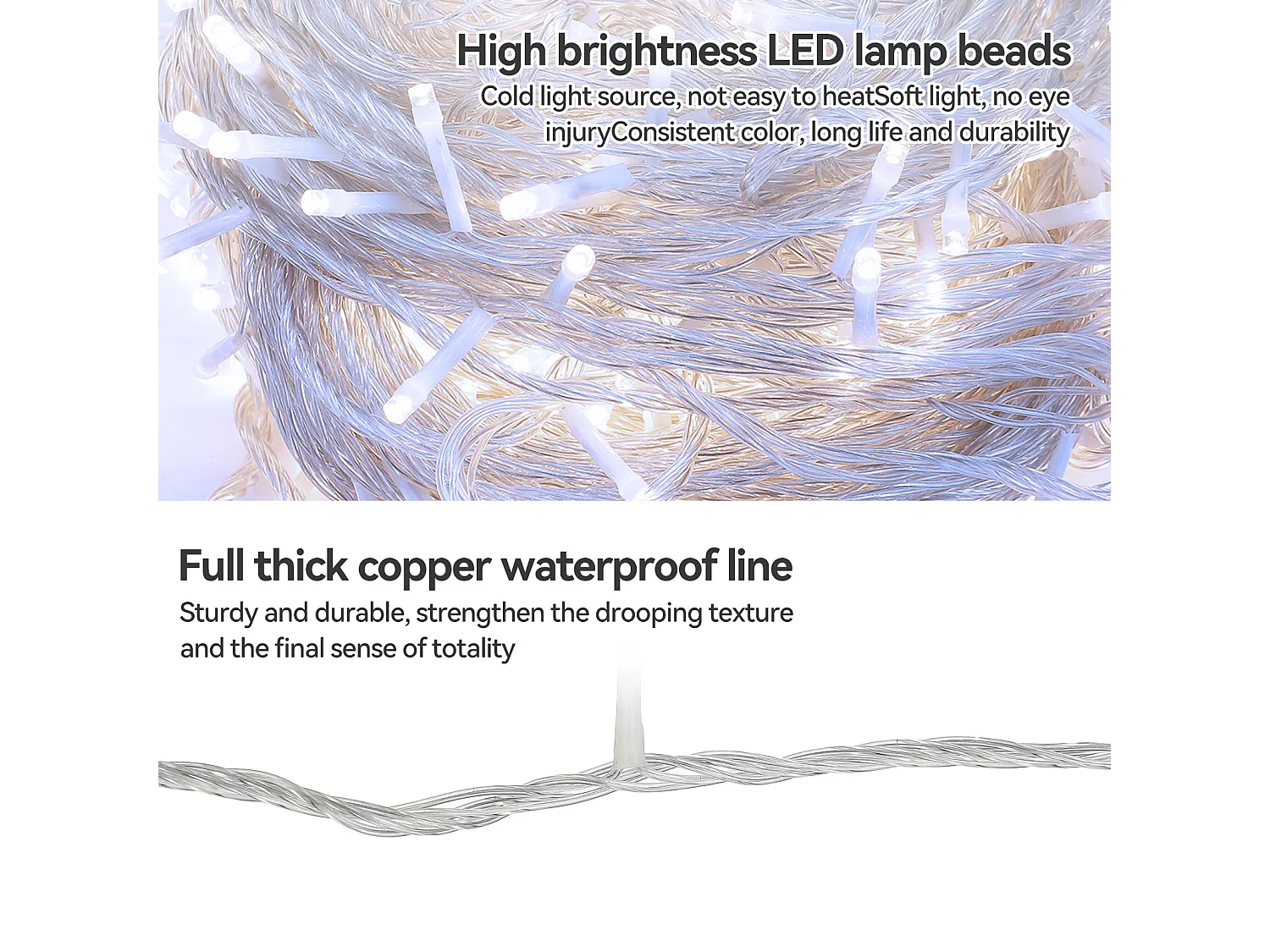 100M 600 LED String Lights Carnevale Matrimonio Esterno Interno Giardino Illuminazione, Bianco