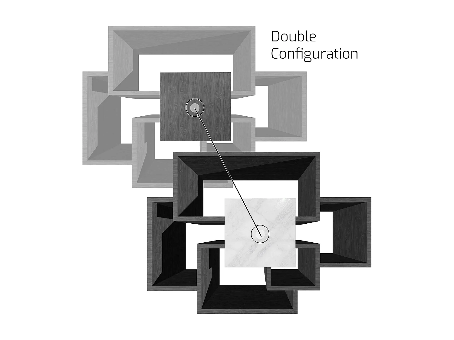 Sorrento - Estantería de pared en madera melamina 132x30xH75 cm, color negro