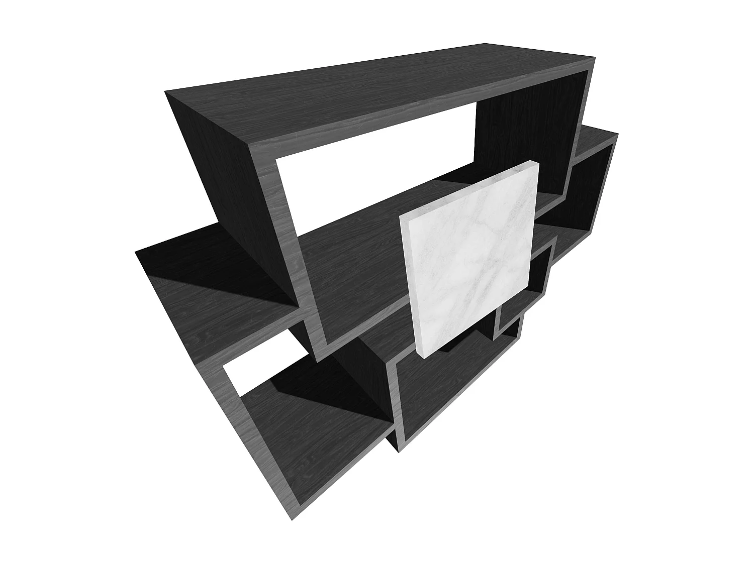 Sorrento - Estantería de pared en madera melamina 132x30xH75 cm, color negro