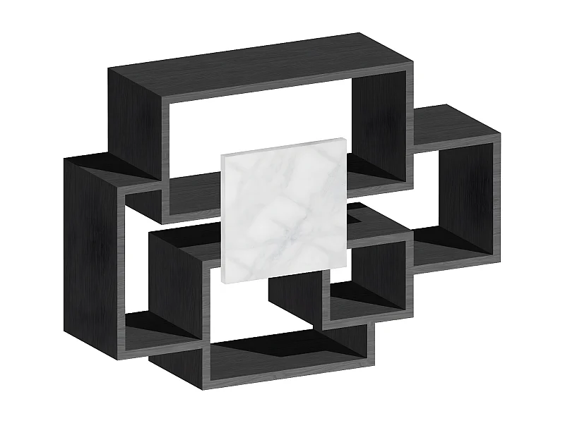 Sorrento - Estantería de pared en madera melamina 132x30xH75 cm, color negro