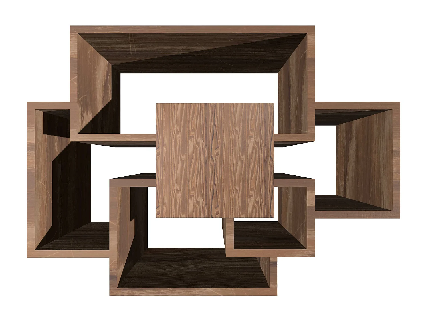 Sorrento - Estantería de pared en madera melamina 132x30xH75 cm, color marrón