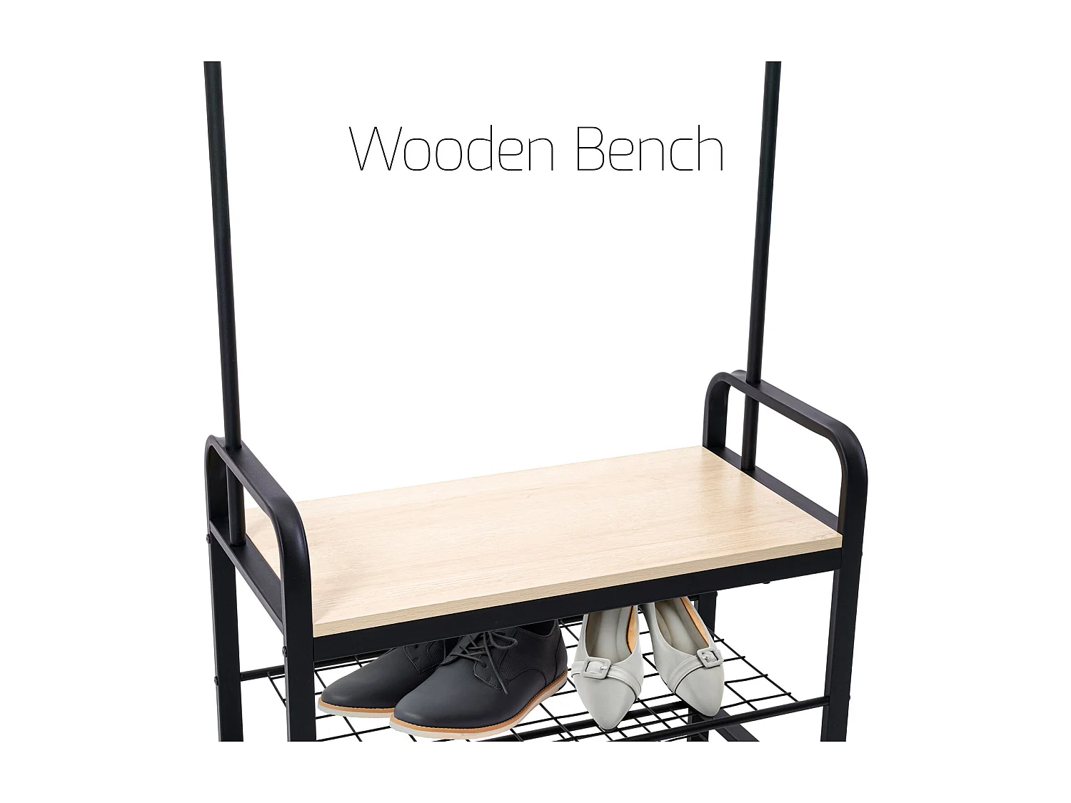 Sirsa - Appendiabiti freestanding con panca e vano scarpiera incorporati