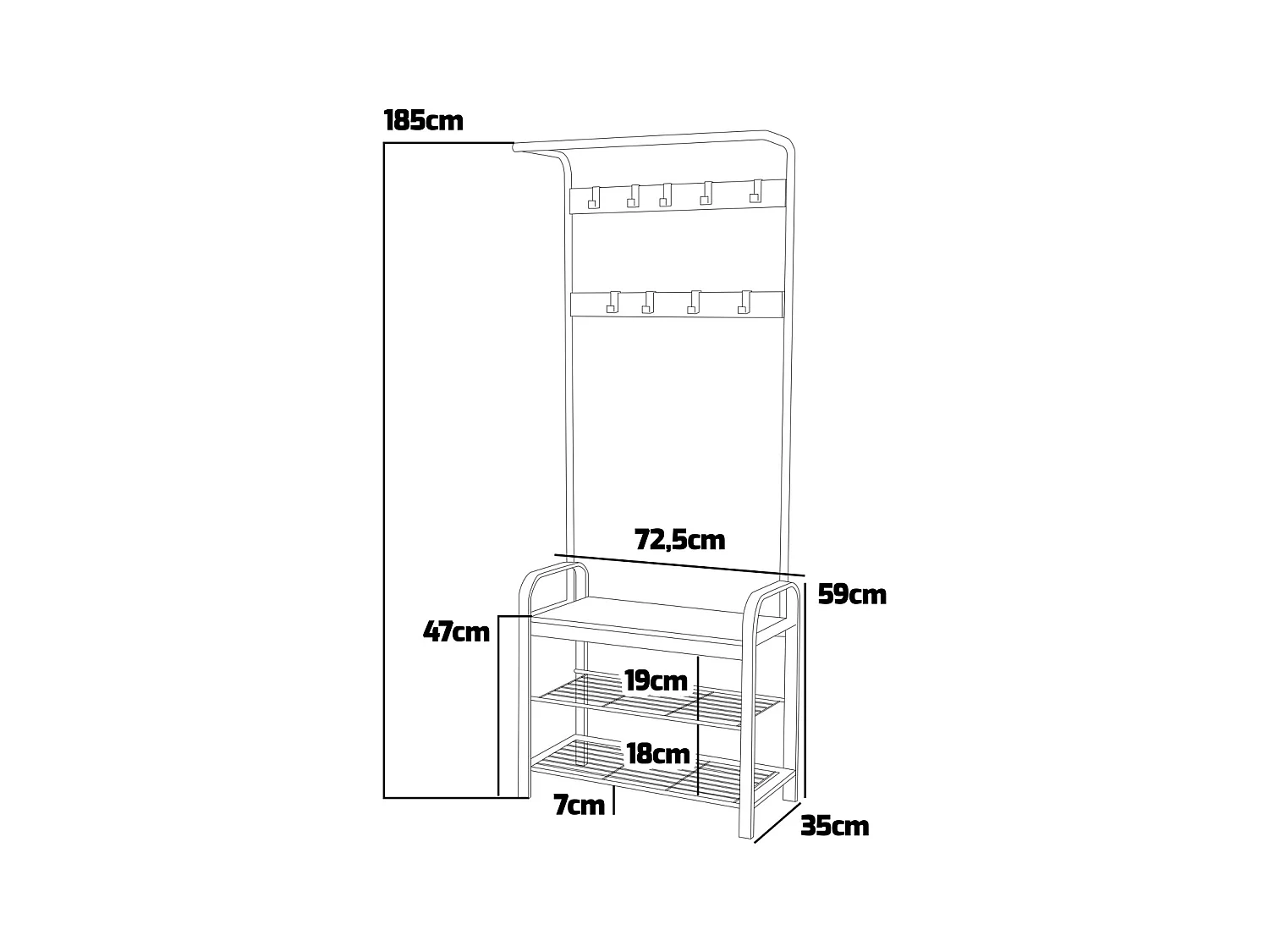 Sirsa - Perchero independiente con banco y zapatero incorporado